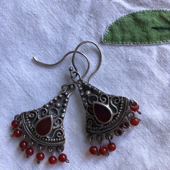 Vintage Boho Sterling Silver Earrings - Picture 5 of 6